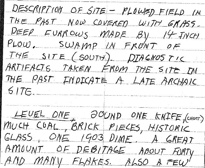 9 Site description and excavation from Bray field notes, 1979